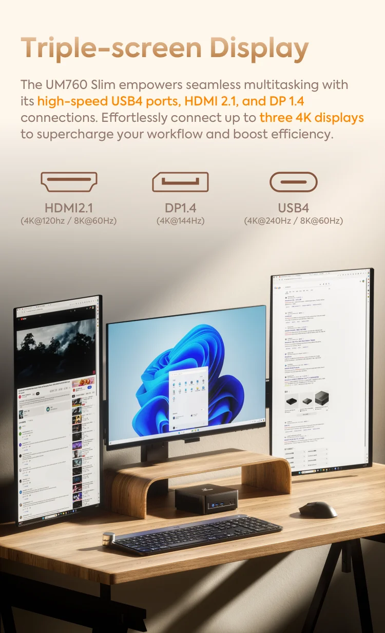 MINISFORUM Mini PC UM760 Slim AMD Ryzen 5 7640HS Mini Computer Windows 11 DDR5 16GB 1TB SSD Bluetooth 5.3 WiFi 6E Gaming PC - Image 4