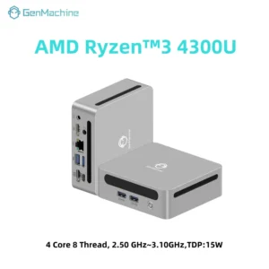 GenMachine Mini PC AMD Ryzen 3 4300U 4 Core 8 Thread 3.10GHz 15W Win11 3.7GHz DDR4 Wifi6 pc gamer computer Diy Gaming Computer