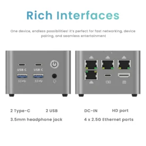 Genmachine Mini PC AMD Ryzen 3 5425U 4.1Ghz 15W Windows 11 LPDDR4X 4266Mhz Desktop Diy Gaming Computer WiFi6E BT5.2 Gaming Pc