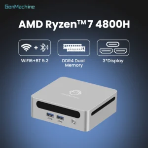 Genmachine Diy Gaming Computer AMD Ryzen 7 4800H Mini PC - Easily handle 8-core 16 thread 4K high-definition entertainment WiFi6