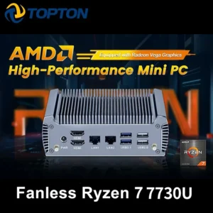 FU02 Ryzen 7 7730U 5825U 4700U 4500U Fanless AMD Mini PC Windows 11 Gaming Computer Dual LAN Firewall 2*HDMI2.0 NVMe DDR4 WiFi6