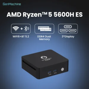 Diy Gaming Computer Mini Pc Gaming GenMachine AMD Ryzen 5 5600H ES Mini PC Windows 11 Max Support 64GB 3200Mhz RAM WIFI6 Pc